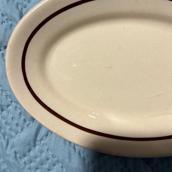 Wellsville China Restaurant Ware Lunch Plate San Tan Brown Stripe Vintage 8.25” - Picture 3 of 5